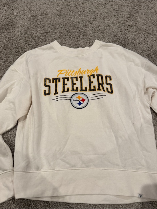 Fanatics Tops - Fanatics White Pittsburgh Steelers Crewneck Sweatshirt with Gold and Black Logo